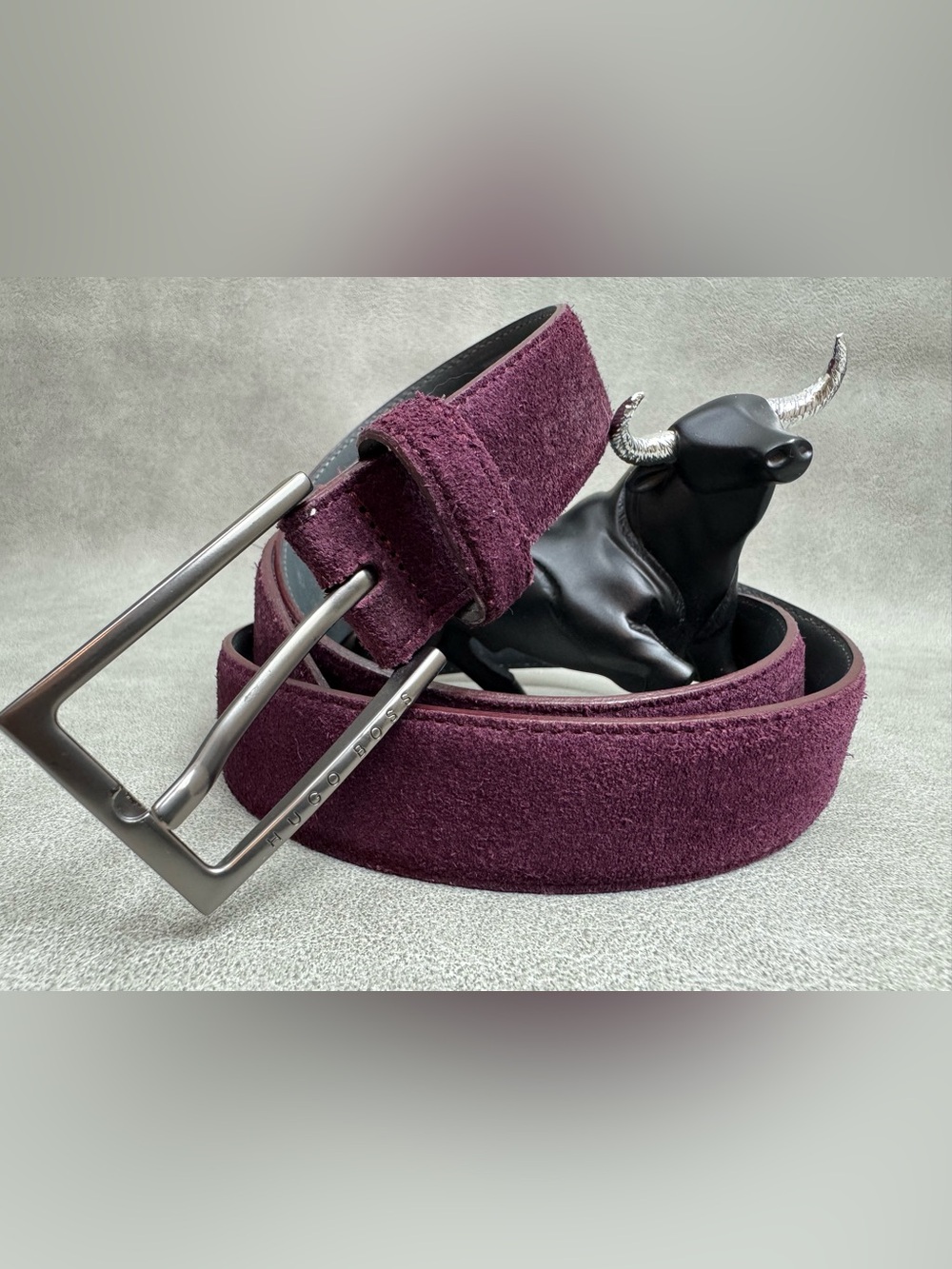 Hugo Boss Men's Suede Belt in Plum